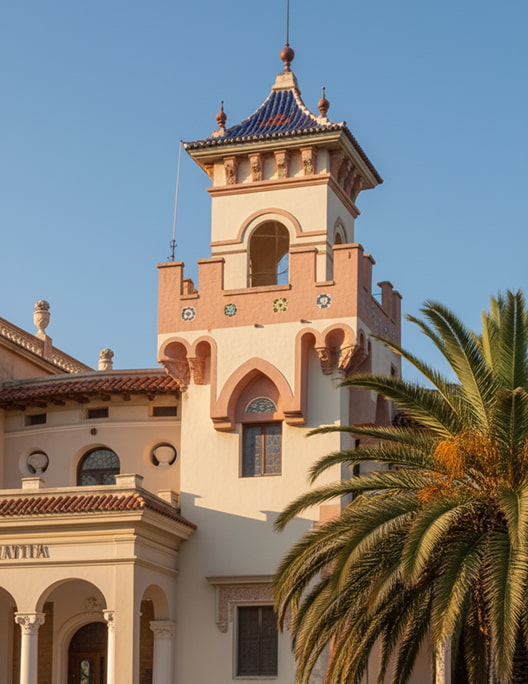 Detail of a modernist building in the town centre