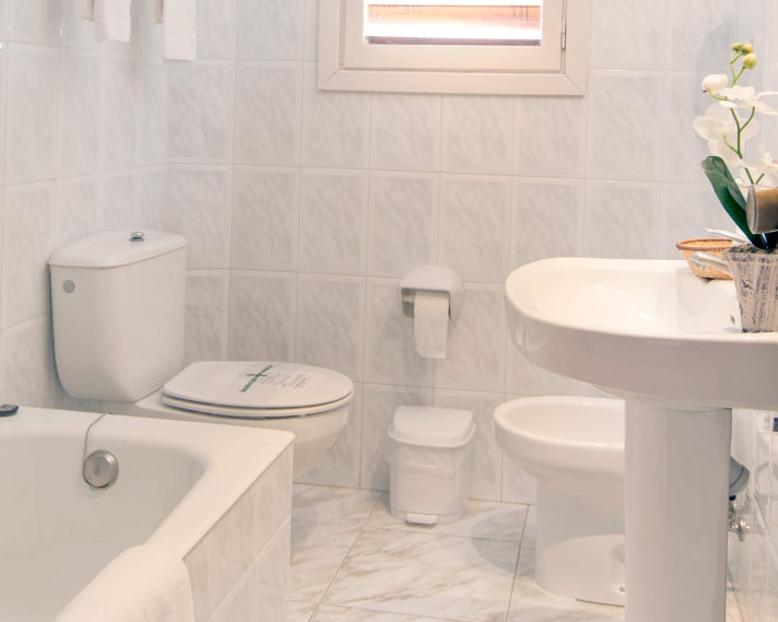 Baño de estilo tradicional, con bañera y bidet