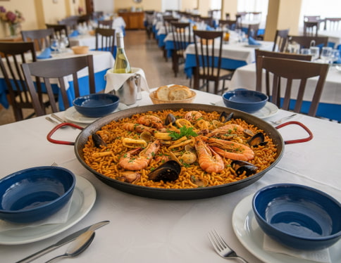 Paella on one of the restaurant tables