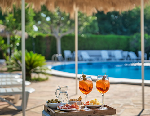 Aperitif served by the hotel pool